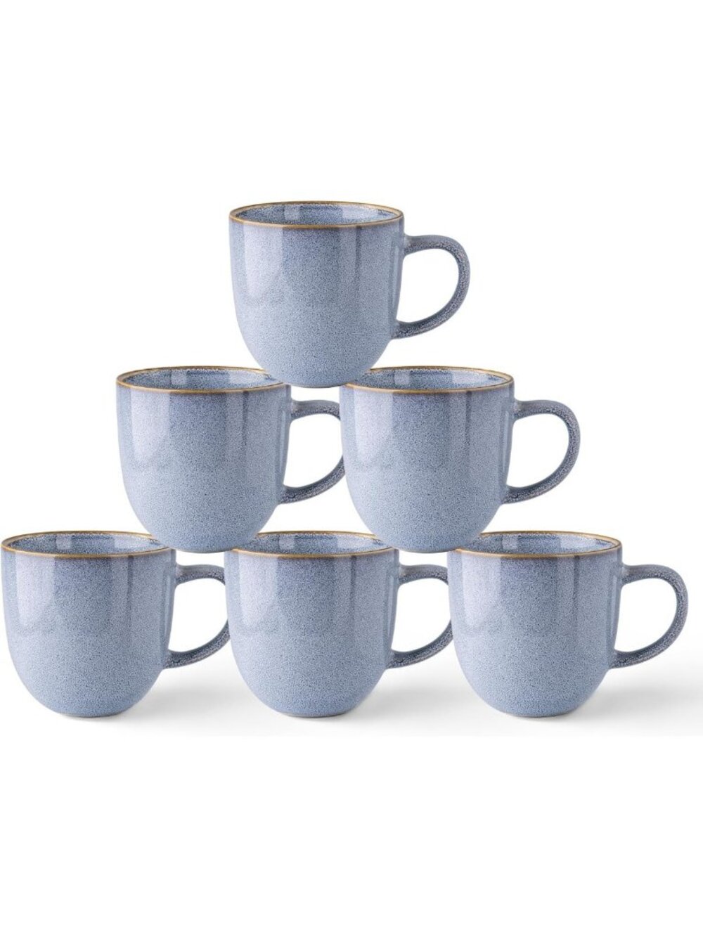 Set of 6 Modern Ceramic Coffee Mugs - 12oz Latte/Cappuccino/Milk Cups